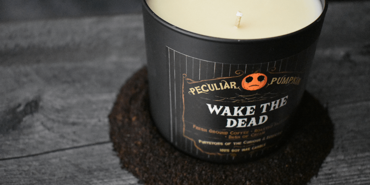 wake the dead coffee candle banner